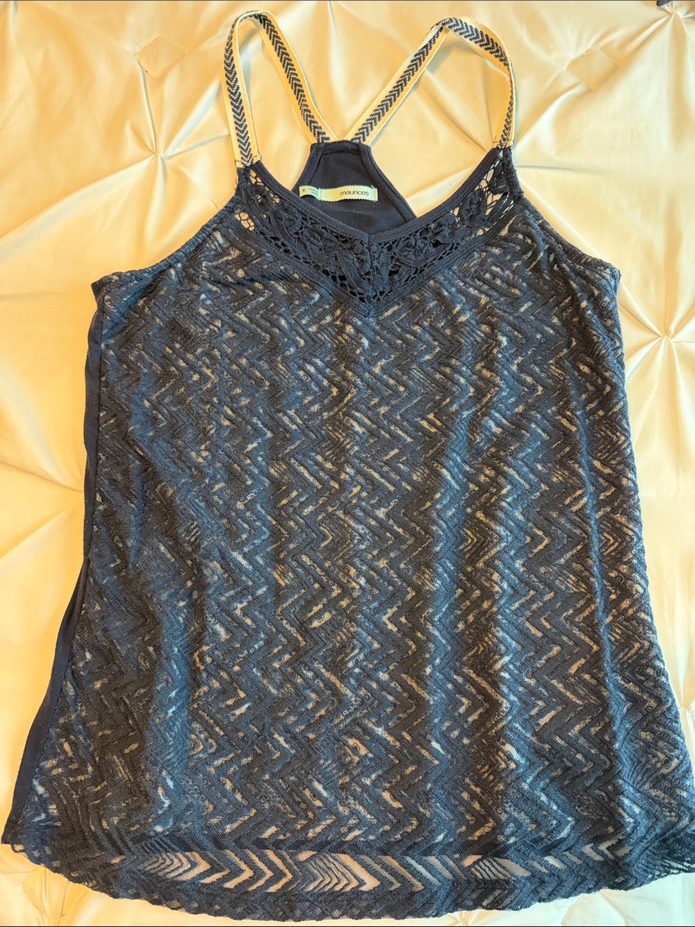 Maurice’s Navy Lace Crochet Tank Top with Strappy Back size M